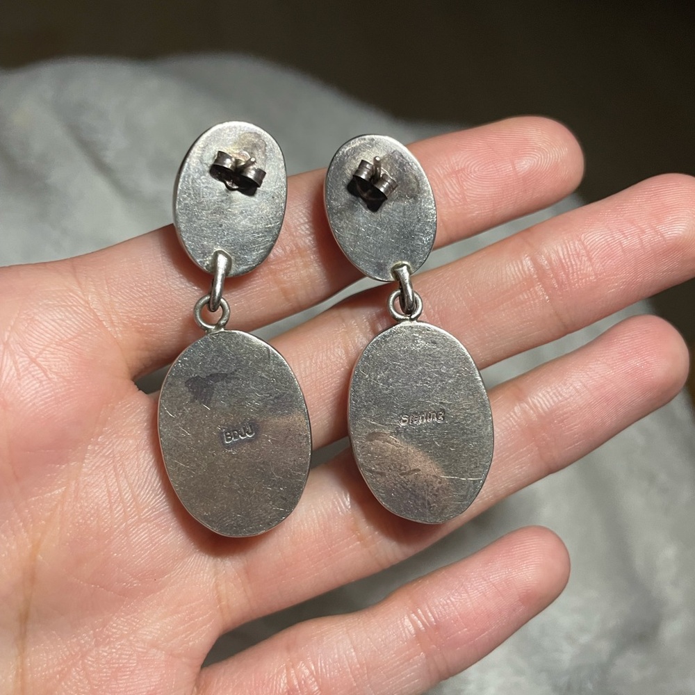 Vintage Blue Appetite Double Oval Drop Earrings - Picture 3 of 3